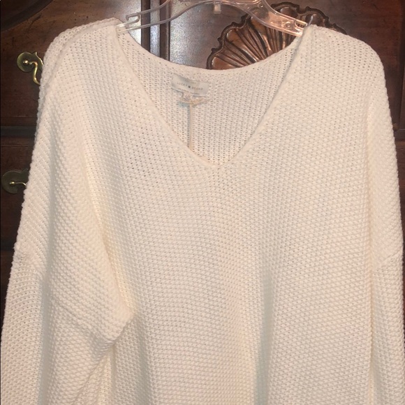New Lucky Brand size L pretty white v neck sweater - Picture 6 of 10
